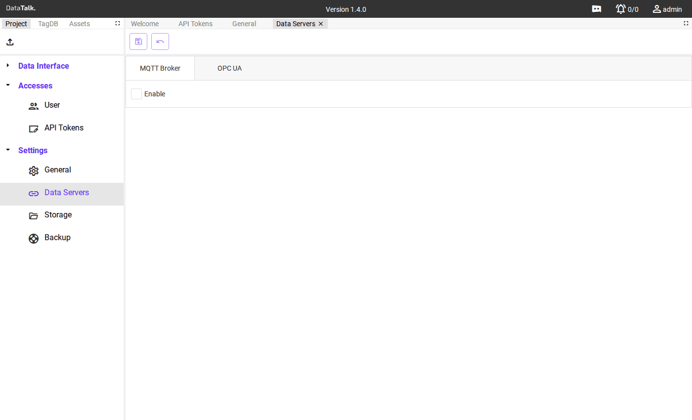 Data Servers — MQTT Broker a OPC UA Server