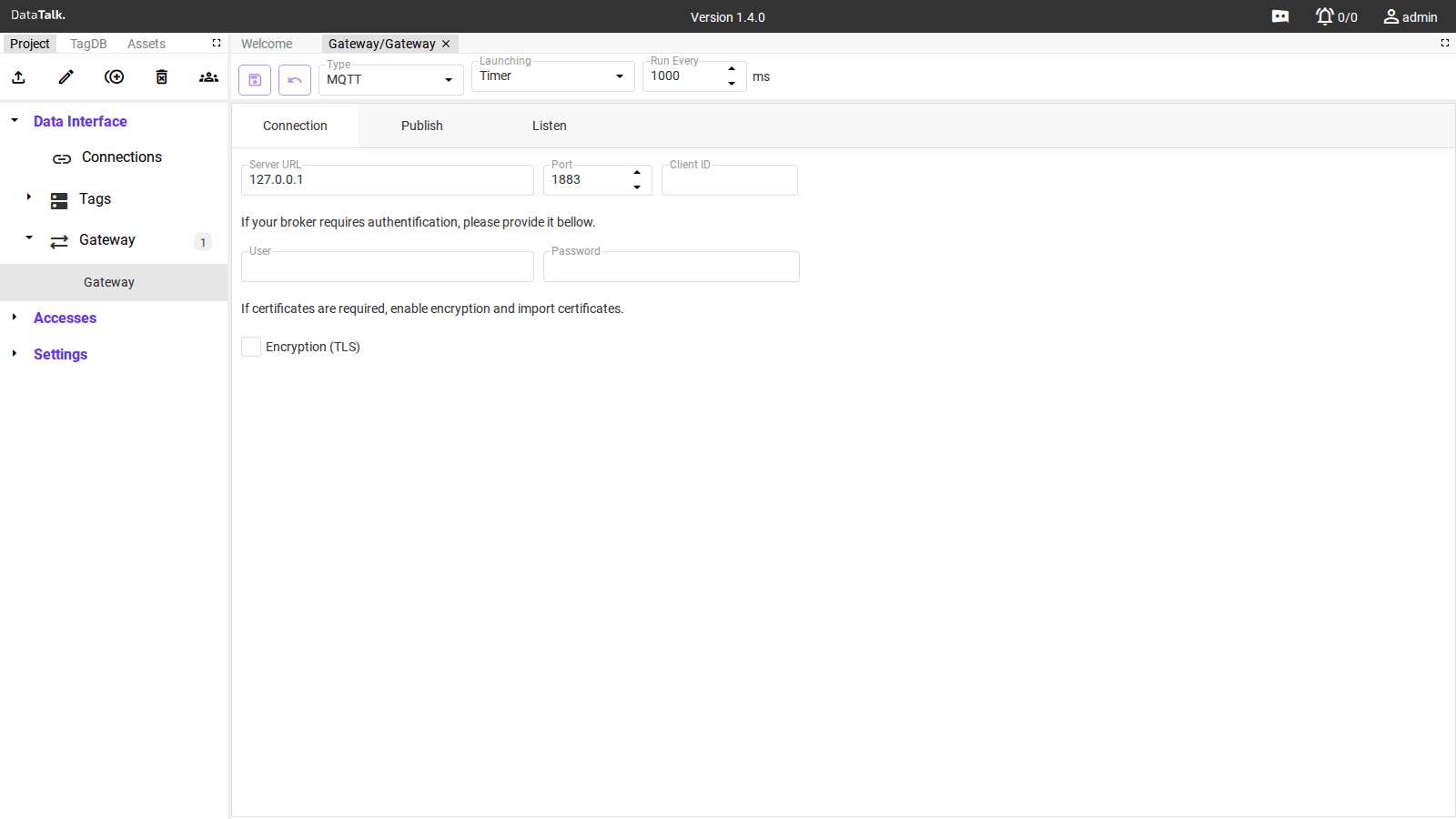 Gateway — MQTT connection