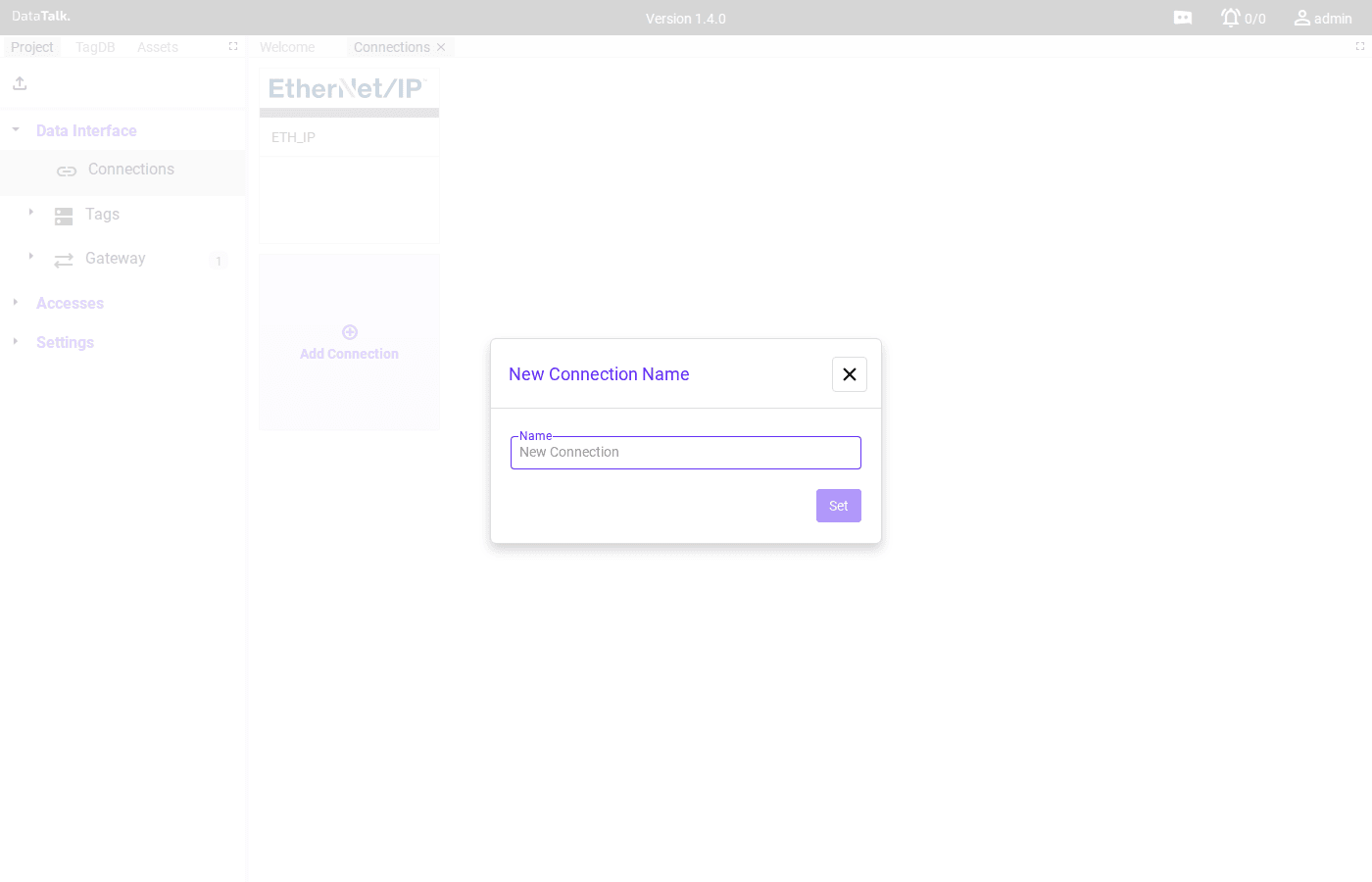 New Connection Name dialog