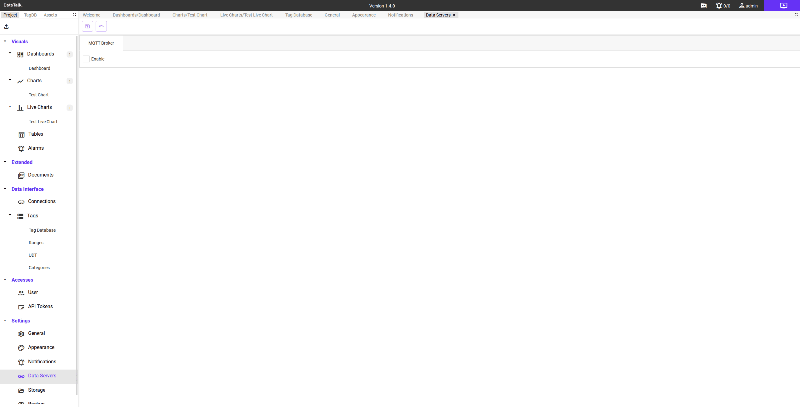 Data Servers — MQTT Broker tab