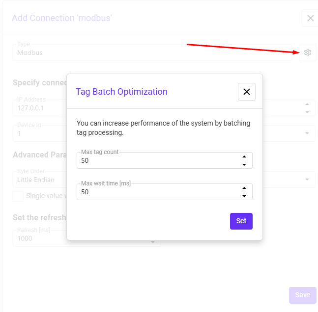 Modbus batch optimization settings