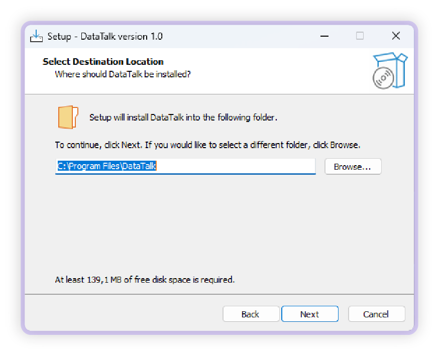 Installation directory selection