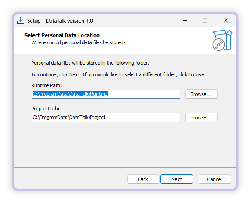 Runtime and project directory selection