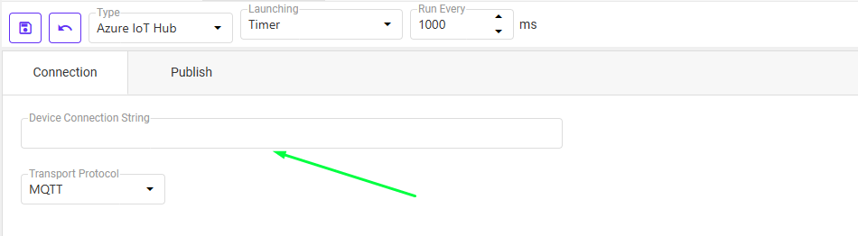 DataTalk — pasting the Azure Device Connection String