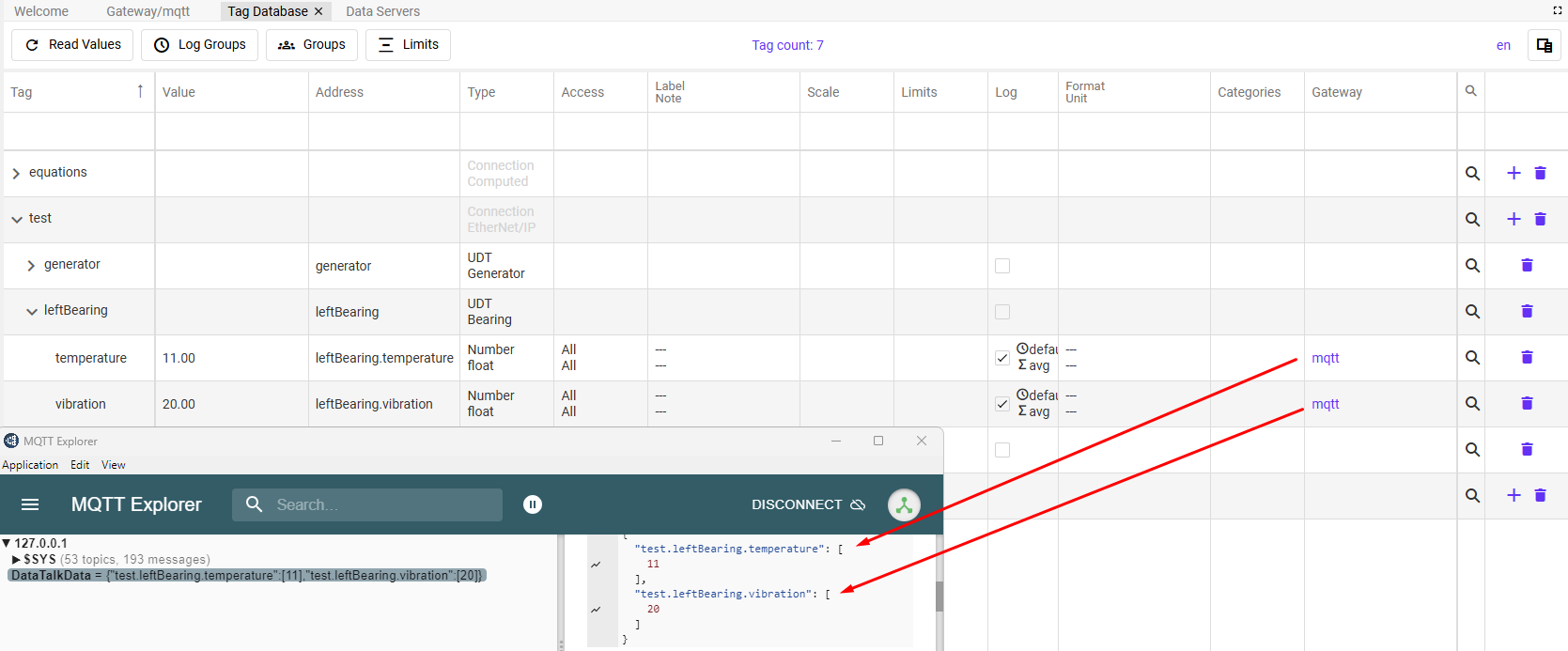 Tag Database — gateway assignment for MQTT