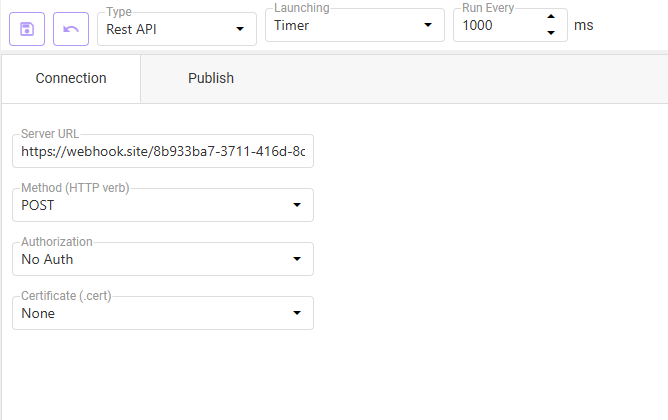 REST API gateway — URL and method configuration