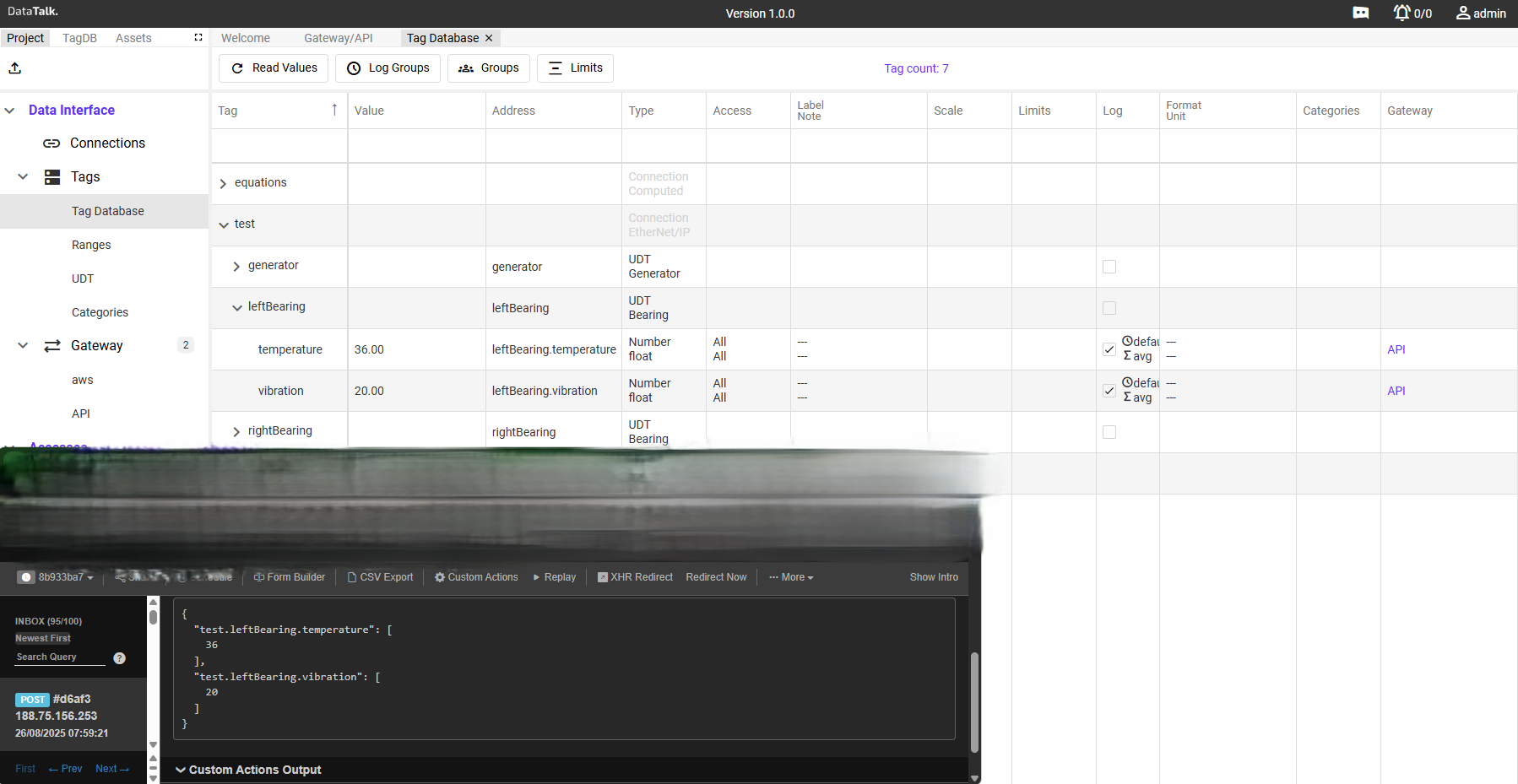 Tag Database — selecting tags for REST API gateway