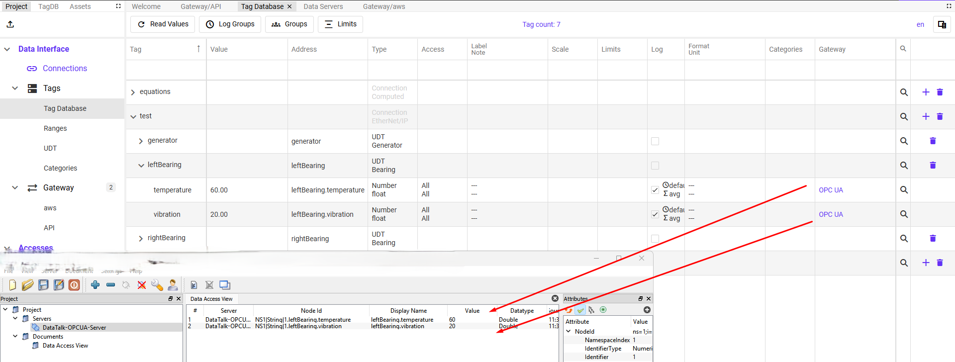 OPC UA — browsing live tag values from an OPC UA client