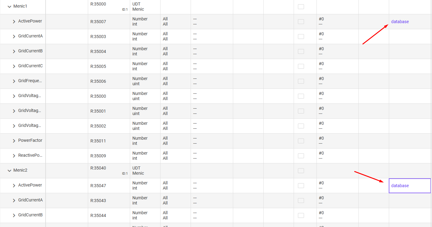 Tag Database — selecting tags for database gateway
