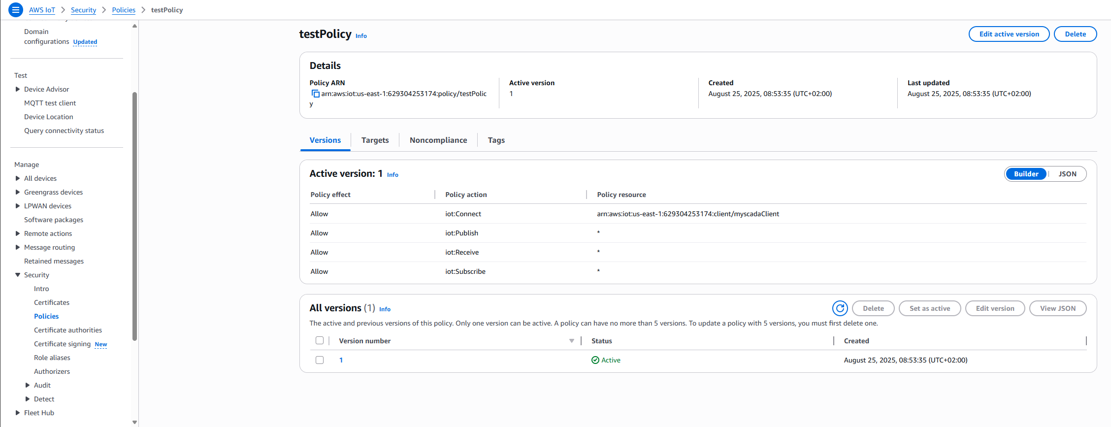 AWS IoT Security — certificate and policy location