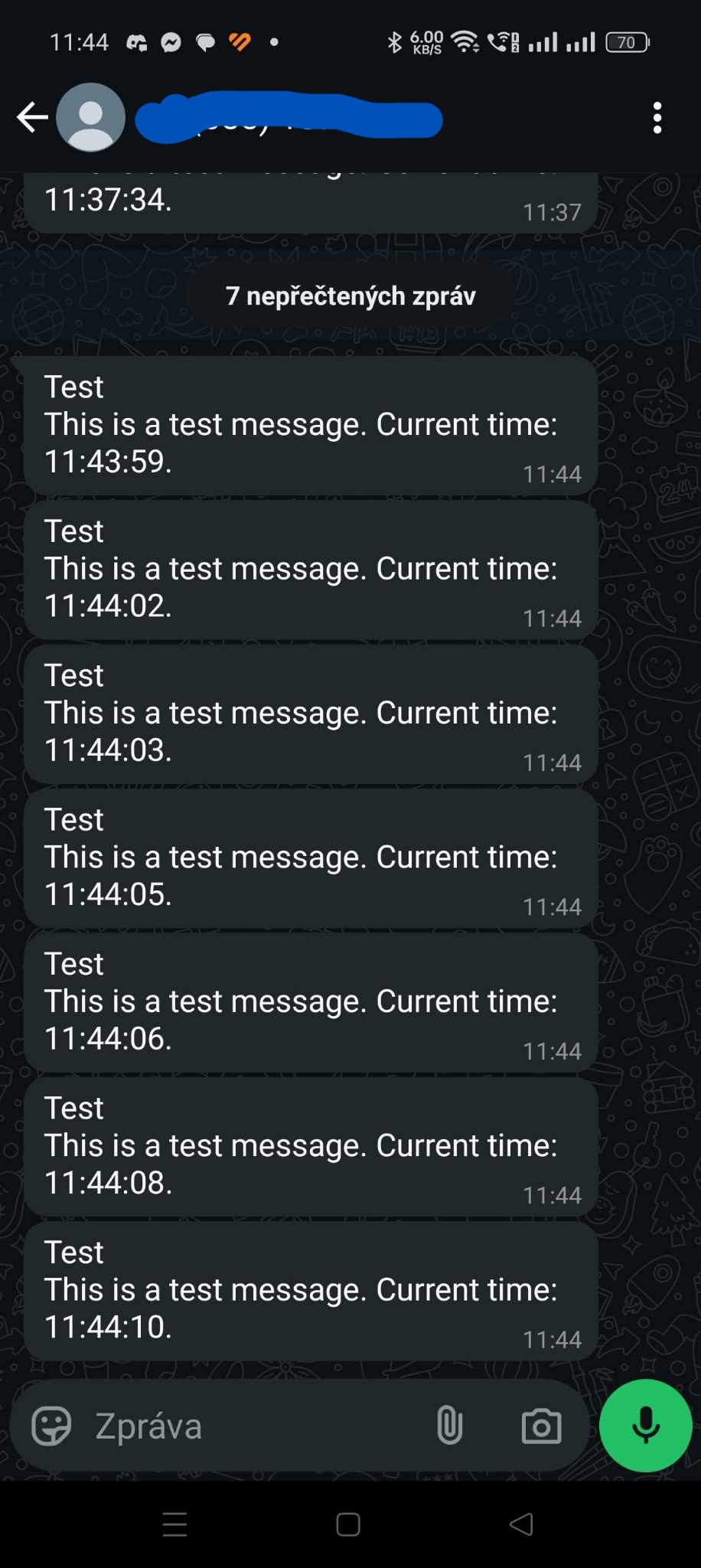 WhatsApp notification channel configured in DataTalk